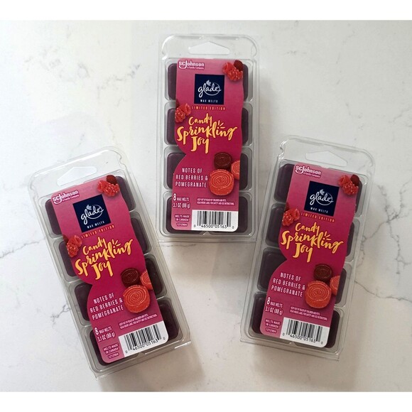 Glade Other - 3 Pk Glade Wax Melts CANDY SPRINKLING JOY Red Berries Pomegranate Limited Ed